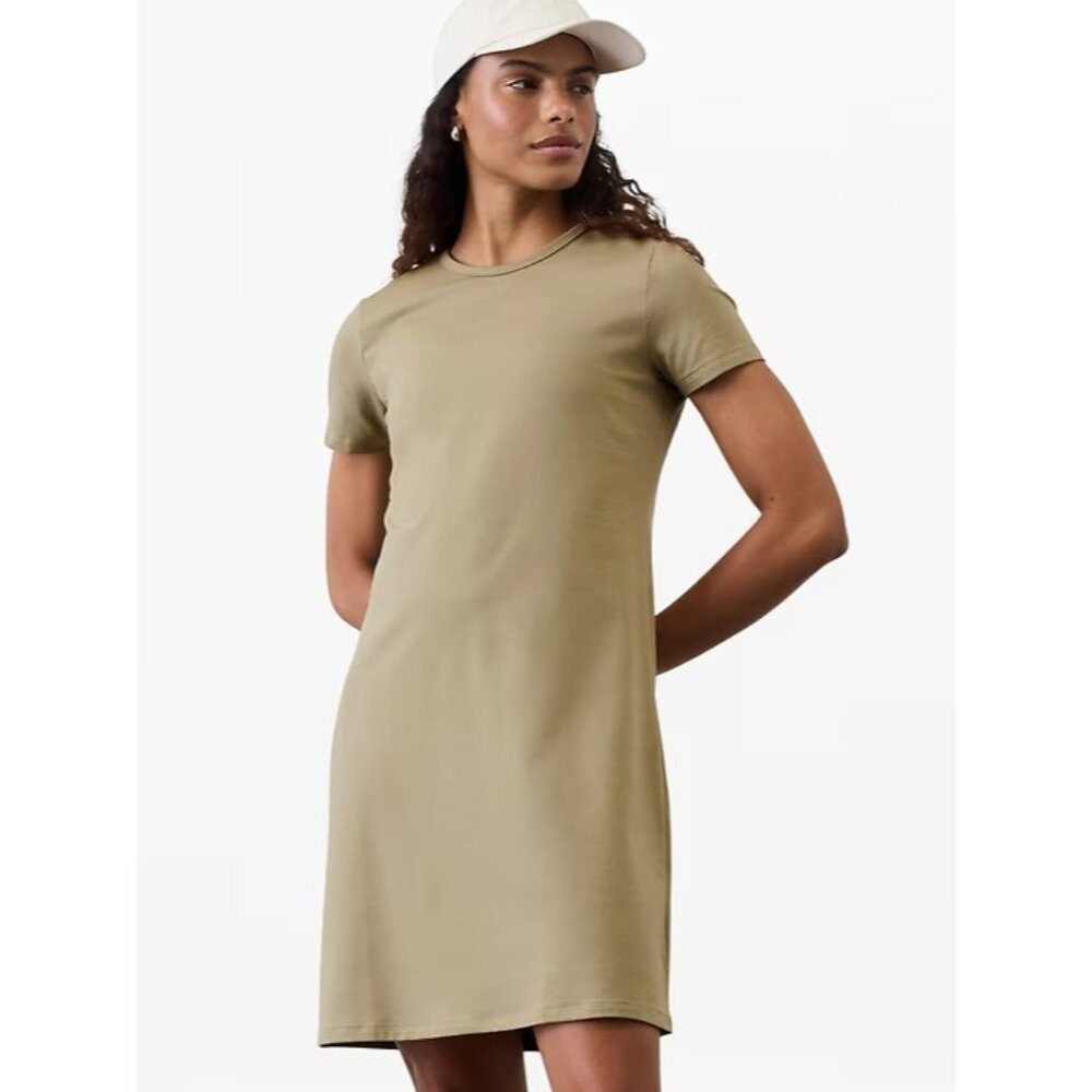 Athleta M Essential Tee Dress Winona Perennial Olive Medium
